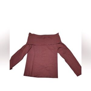 Ann Taylor Factory Womens LG Purple Knit Top Short Dolman Sleeve Cowl Neck